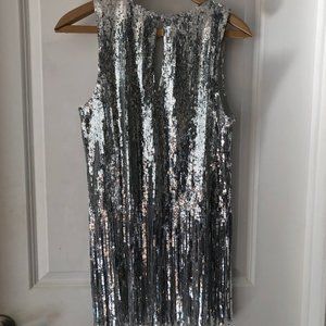 Silver Sequin Fringe Top- New Year’s Eve top